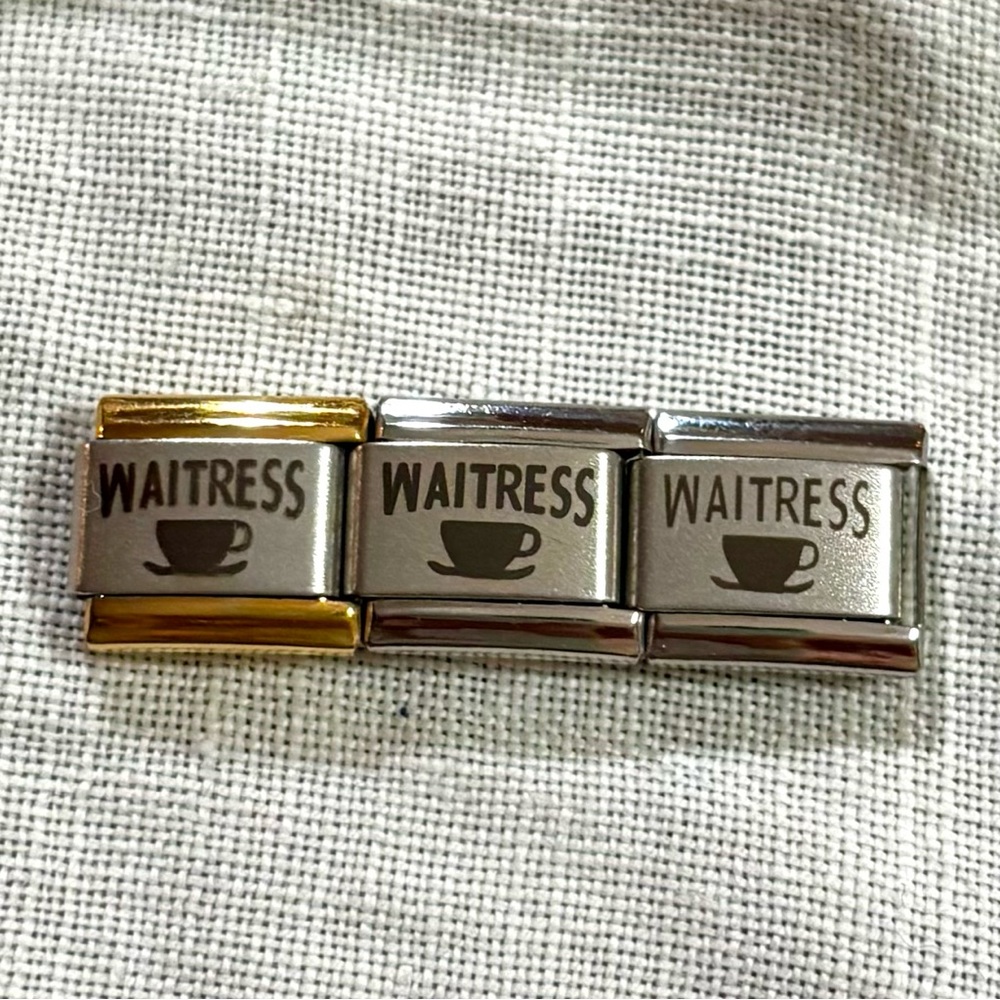 Y2K Uberry Italian Charms 1 Gold and Silver, 2 Silver Waitress Charms 3 Avail